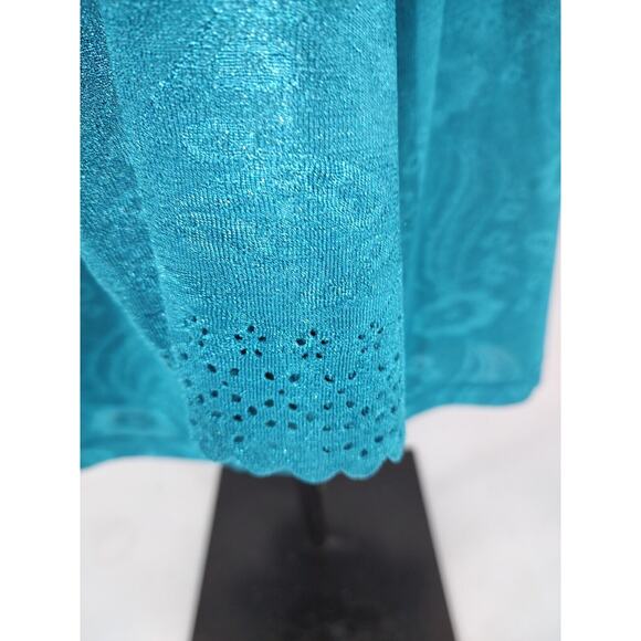 Pink Collection Woman's Teal One Piece Tank Cover-up Size 2X Scallop Edge Button - Picture 5 of 8